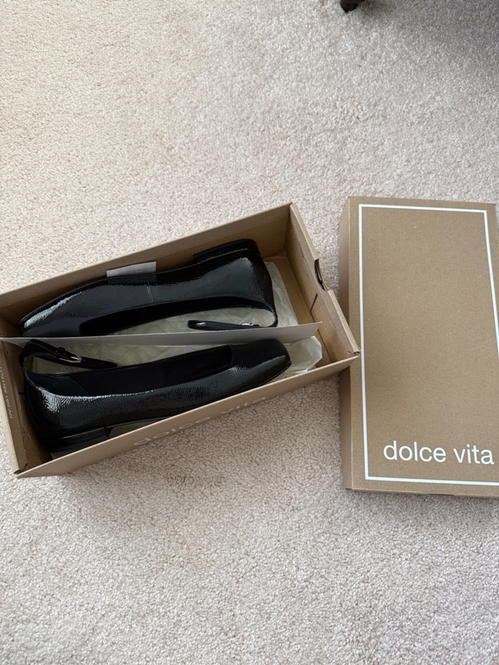 NEW Dolce Vita Ashya Ankle Strap Flats Midnight Black Women’s Size 9 - Picture 2 of 9